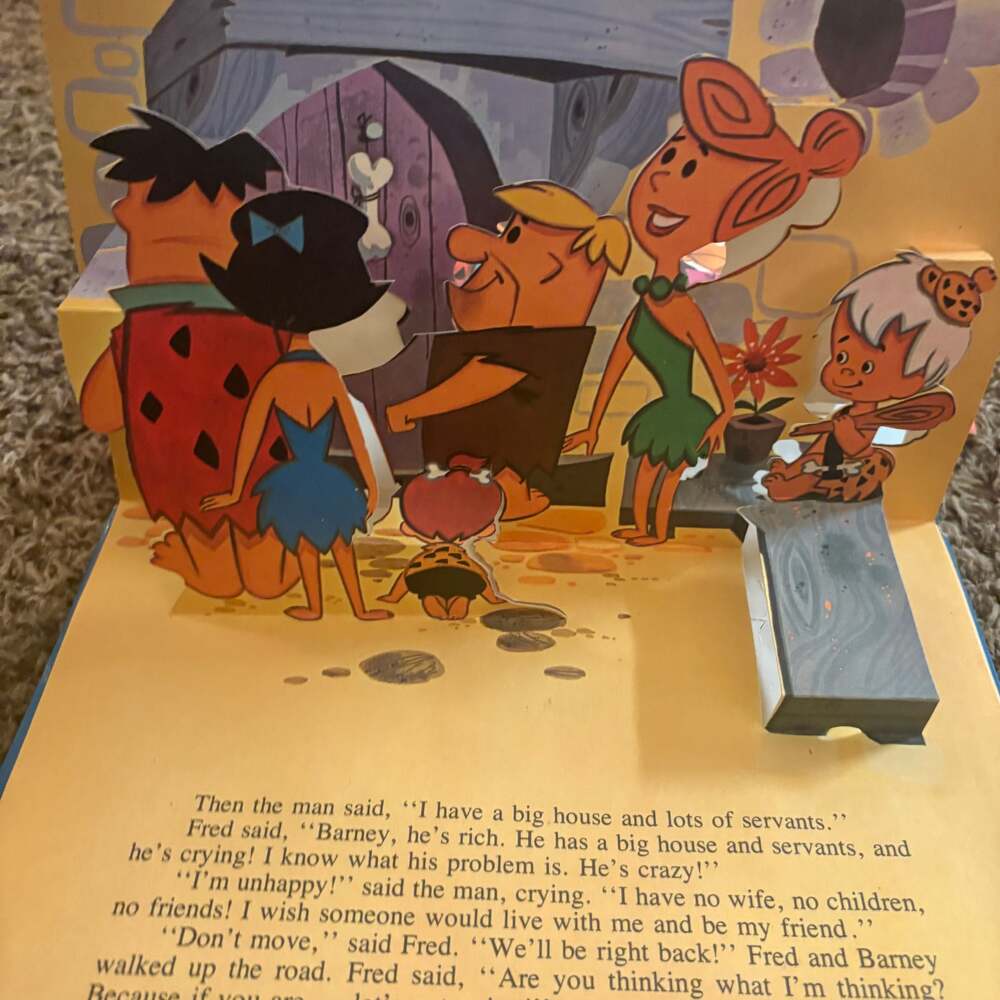 Vintage Flintstones Pop-Up Books: "Hiccups" & "The Unhappy Rich Man" Set of 2 - Picture 3 of 7